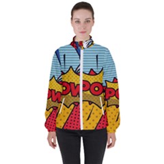 Pow Word Pop Art Style Expression Vector Women s High Neck Windbreaker by Amaryn4rt