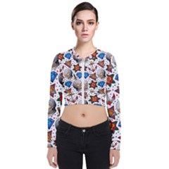 Full Color Flash Tattoo Patterns Long Sleeve Zip Up Bomber Jacket by Amaryn4rt