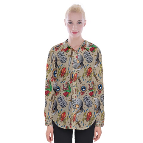 Tattoo Pattern Womens Long Sleeve Shirt by Amaryn4rt