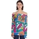 Comic Colorful Seamless Pattern Off Shoulder Long Sleeve Top View1