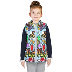 Graffiti Characters Seamless Pattern Kids  Hooded Puffer Vest by Amaryn4rt