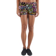 Graffiti Word Seamless Pattern Yoga Shorts by Amaryn4rt