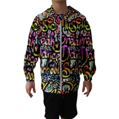 Graffiti Word Seamless Pattern Kids  Hooded Windbreaker by Amaryn4rt