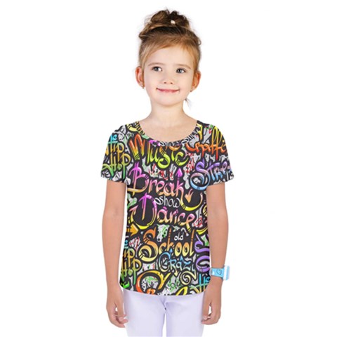 Graffiti Word Seamless Pattern Kids  One Piece Tee by Amaryn4rt