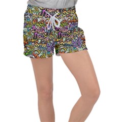 Graffiti Word Seamless Pattern Velour Lounge Shorts by Amaryn4rt