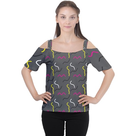 Gray Pattern Cutout Shoulder Tee by Saptagram