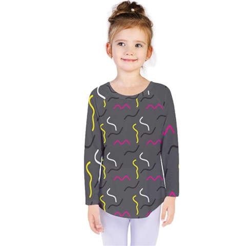 Gray Pattern Kids  Long Sleeve Tee by Saptagram