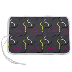 Gray Pattern Pen Storage Case (l) by Saptagram