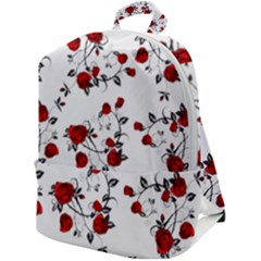 Vector Roses Pattern,red Flowers And Black Branches, Asymmetric Design Zip Up Backpack by Casemiro