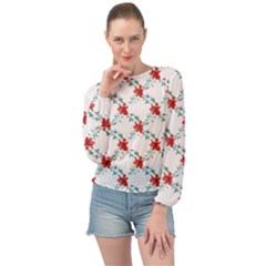 Poppies Pattern, Poppy Flower Symetric Theme, Floral Design Banded Bottom Chiffon Top by Casemiro