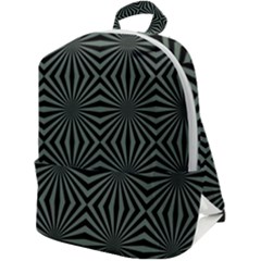 Geometric Pattern, Army Green And Black Lines, Regular Theme Zip Up Backpack by Casemiro