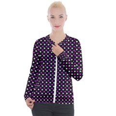 White And Pink Hearts At Black, Vector Handrawn Hearts Pattern Casual Zip Up Jacket by Casemiro