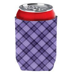 Pastel Purple And Steel Black Lines Pattern, Retro Tartan, Classic Plaid Can Holder by Casemiro