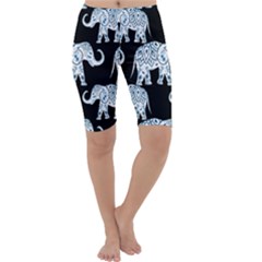 Elephant-pattern-background Cropped Leggings  by Sobalvarro