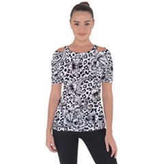 Vector-eclectic-fabric-seamless-pattern-animal-background-with-baroque-ornament Shoulder Cut Out Short Sleeve Top by Sobalvarro