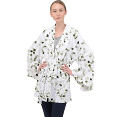 Square Motif Abstract Geometric Pattern Long Sleeve Velvet Kimono  by dflcprintsclothing