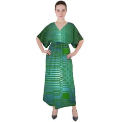 Cross Crossing Crosswalk Line Walk V-neck Boho Style Maxi Dress by HermanTelo