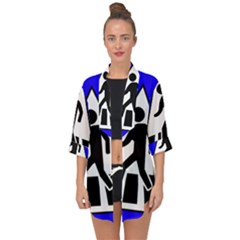 Cross Crossing Crosswalk Line Walk Open Front Chiffon Kimono by HermanTelo