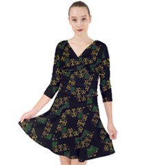 Modern Geometric Print Quarter Sleeve Front Wrap Dress by dflcprintsclothing