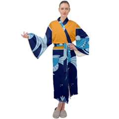 Fish Water Fisherman Maxi Velour Kimono by HermanTelo