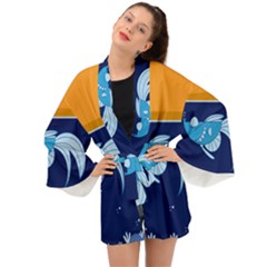 Fish Water Fisherman Long Sleeve Kimono by HermanTelo