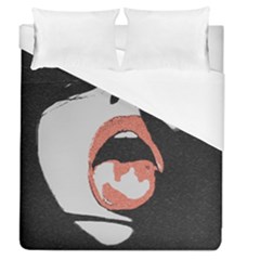 Wide Open And Ready - Kinky Girl Face In The Dark Duvet Cover (queen Size) by Casemiro