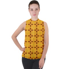 Digital Illusion Mock Neck Chiffon Sleeveless Top by Sparkle