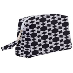 Black And White Triangles Wristlet Pouch Bag (large) by Sparkle