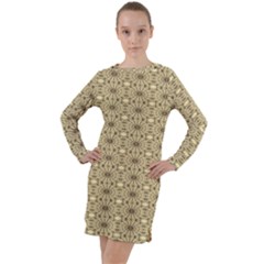 Digital Flowers Long Sleeve Hoodie Dress by Sparkle