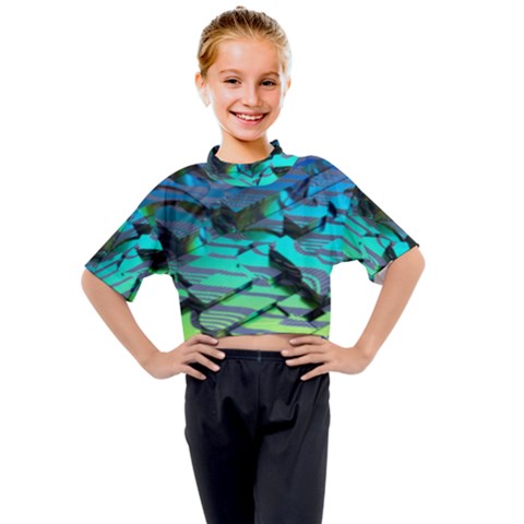 Digital Abstract Kids Mock Neck Tee by Sparkle