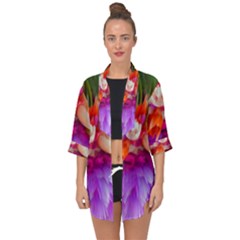 Poppy Flower Open Front Chiffon Kimono by Sparkle