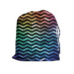 Digital Waves Drawstring Pouch (xl) by Sparkle