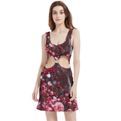 Red Floral Velvet Cutout Dress by Sparkle