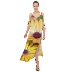 Yellow Flowers Maxi Chiffon Cover Up Dress by Sparkle