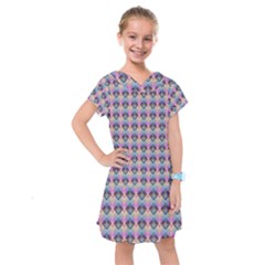 Pink And Blue Kids  Drop Waist Dress by Sparkle