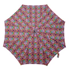Blue Haired Girl Pattern Pink Hook Handle Umbrellas (medium) by snowwhitegirl