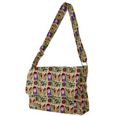 Purple Glasses Girl Pattern Peach Full Print Messenger Bag (l) by snowwhitegirl