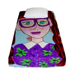 Purple Glasses Girl Wall Fitted Sheet (single Size) by snowwhitegirl