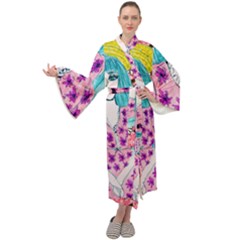 Blue Haired Girl Wall Maxi Velour Kimono by snowwhitegirl