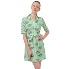 Zodiac Bat Pink Mint Belted Shirt Dress by snowwhitegirl