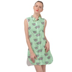 Zodiac Bat Pink Mint Sleeveless Shirt Dress by snowwhitegirl