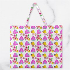 Girl With Hood Cape Heart Lemon Pattern White Zipper Large Tote Bag by snowwhitegirl