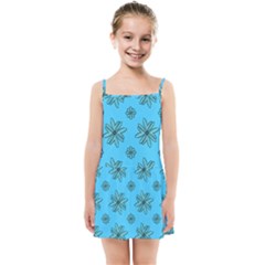 Blue Repeat Pattern Kids  Summer Sun Dress by emmamatrixworm