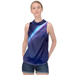 Light Fleeting Man s Sky Magic High Neck Satin Top by Mariart