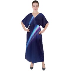 Light Fleeting Man s Sky Magic V-neck Boho Style Maxi Dress by Mariart