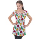 Geometric Fruity Puff Sleeve Tunic Top View1