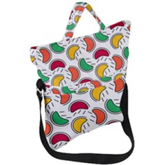 Geometric Fruity Fold Over Handle Tote Bag by tmsartbazaar