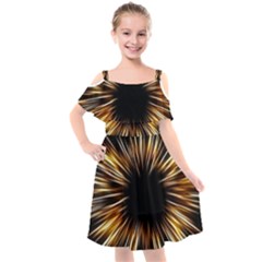 Color Gold Yellow Kids  Cut Out Shoulders Chiffon Dress by HermanTelo