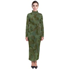 Green Army Camouflage Pattern Turtleneck Maxi Dress by SpinnyChairDesigns