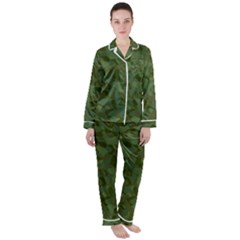 Green Army Camouflage Pattern Satin Long Sleeve Pyjamas Set by SpinnyChairDesigns